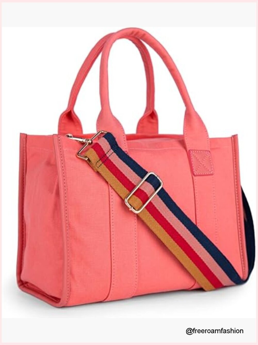 Canvas Tote Bag with Detachable Crossbody Strap, Lightweight, Multiple Pockets